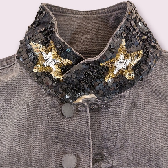 L’agence Zuma cropped denim jacket sequin details - Picture 5 of 10
